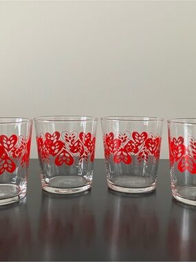 Vintage IKEA VINTERFINT Red Heart Glasses - Set of 4